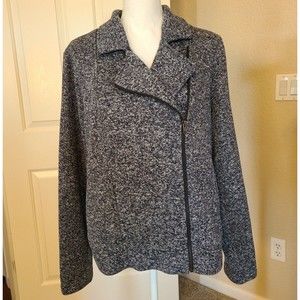 Women's Banana Republic Moto Jacket Side Zipper Inside is Fleece Gray Size XL